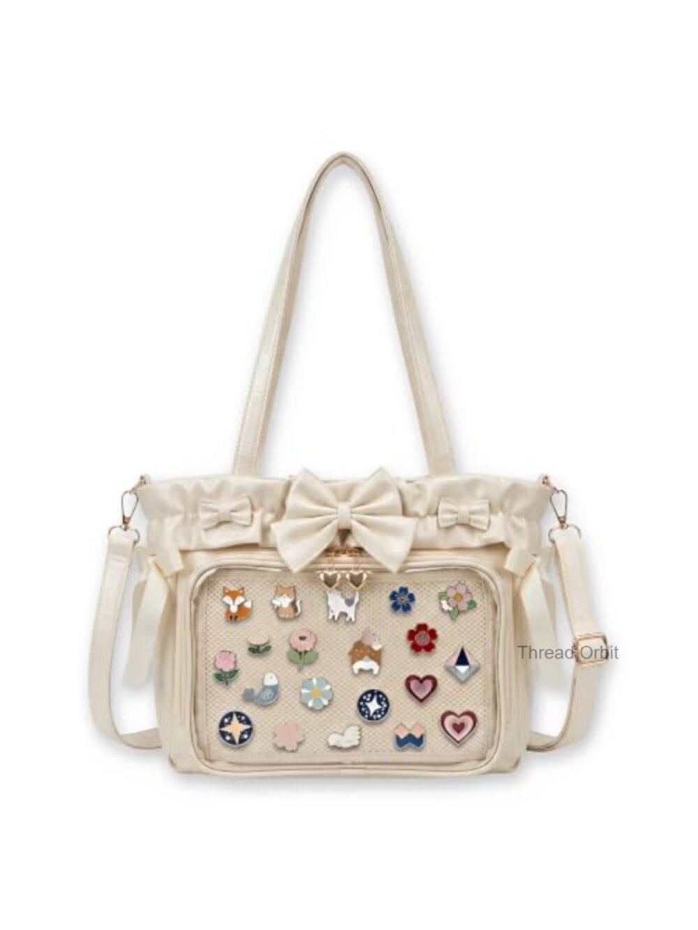Kawaii Ita Bag Crossbody Tote with Insert Pin Display PU Leather